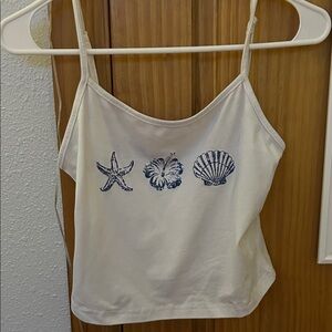 SHEIN White Camisole with Blue Ocean Design